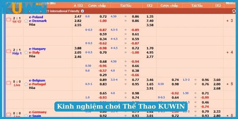 Bí quyết chơi cá cược Thể Thao KUWIN chắc thắng